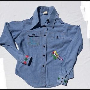 Vintage embroidered jean shirt